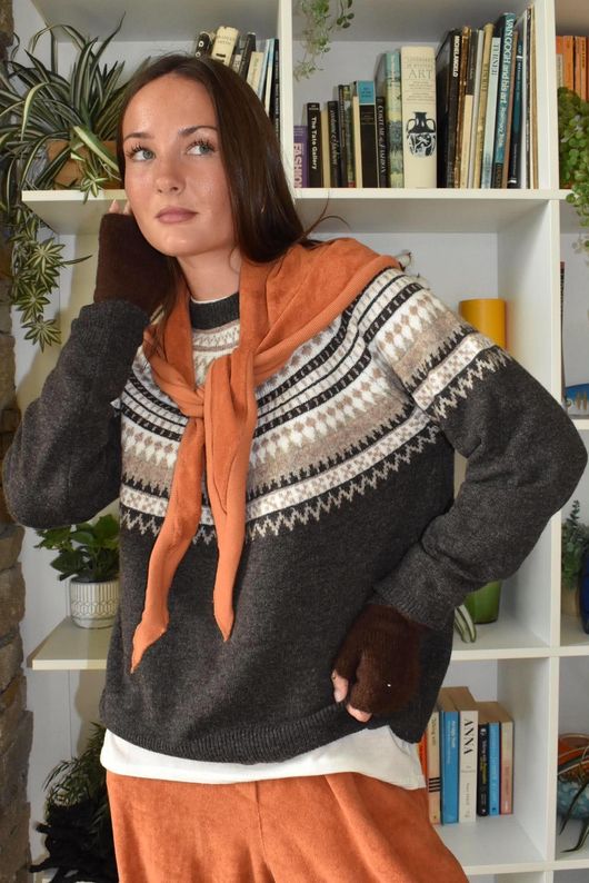 Edward Fair Isle Knit Chocolate